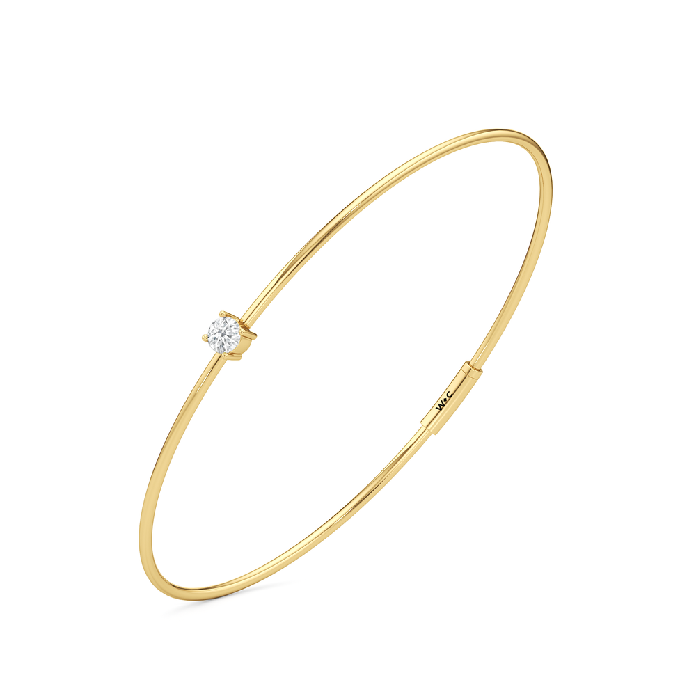 The Naomi Bangle with Lab Cut Diamond in 14KT Yellow Gold view 5
