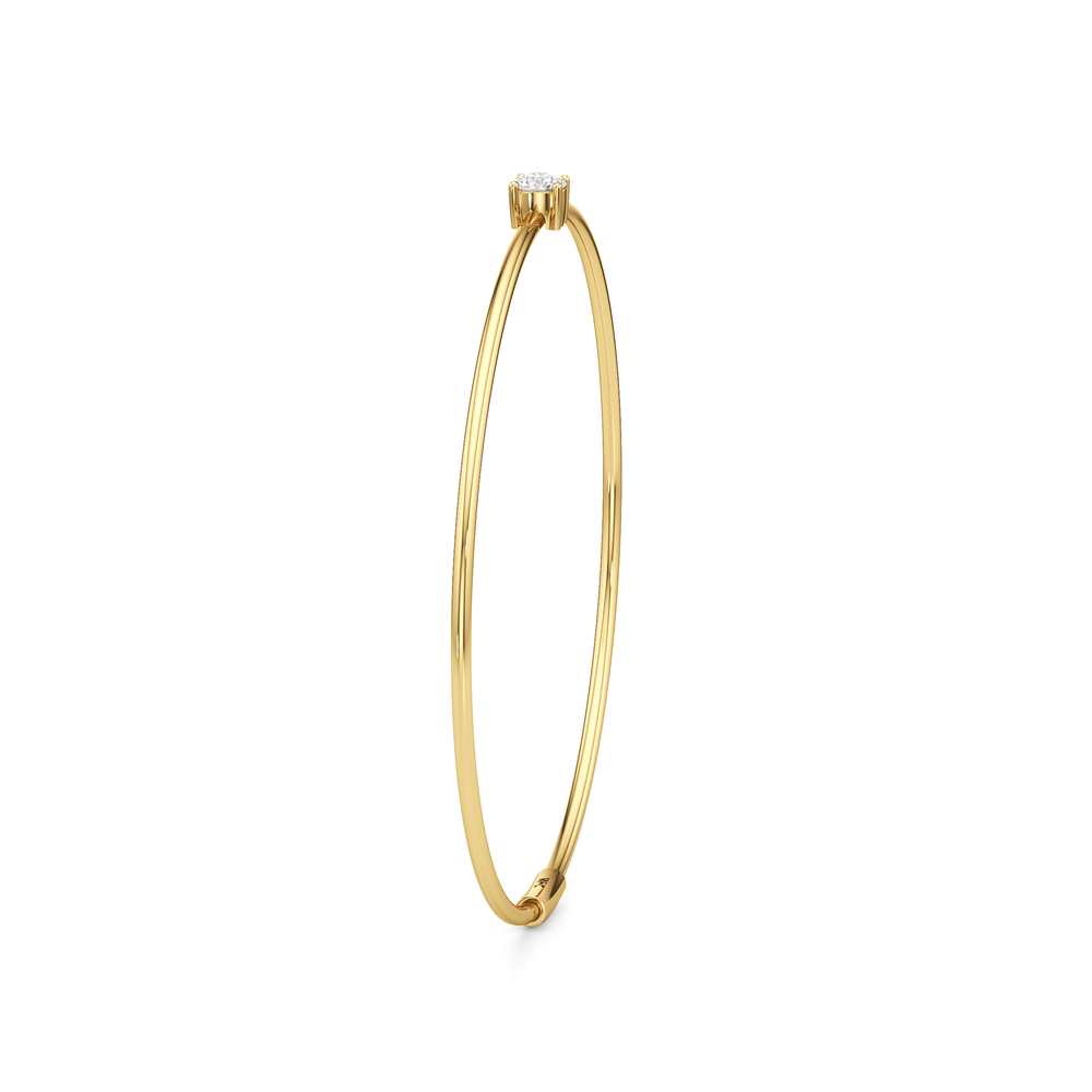 The Naomi Bangle with Lab Cut Diamond in 14KT Yellow Gold view 6

