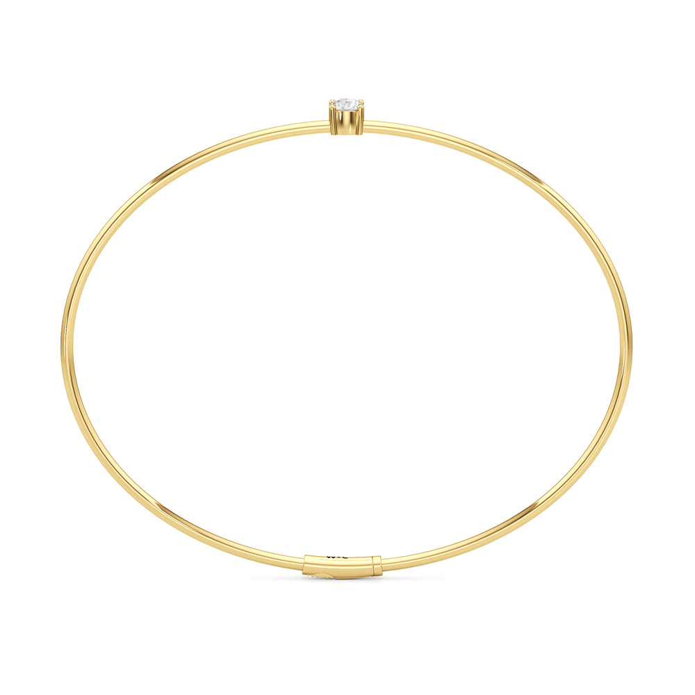 The Naomi Bangle with Lab Cut Diamond in 14KT Yellow Gold view 4
