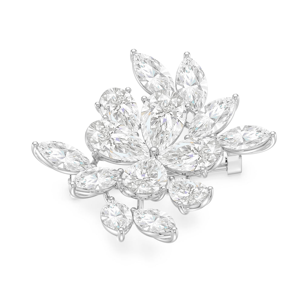 The Cluster Brooch with 14KT White Gold / Lab / 23 9/10 Cut Diamond in 14KT White Gold / Lab / 23 9/10 view 2
