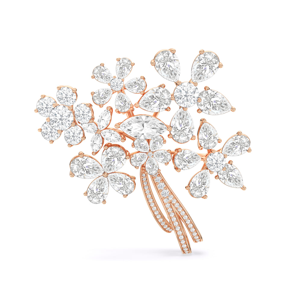 The Bouquet Brooch with 14KT Rose Gold / Lab / 25 Cut Diamond in 14KT Rose Gold / Lab / 25 view 1
