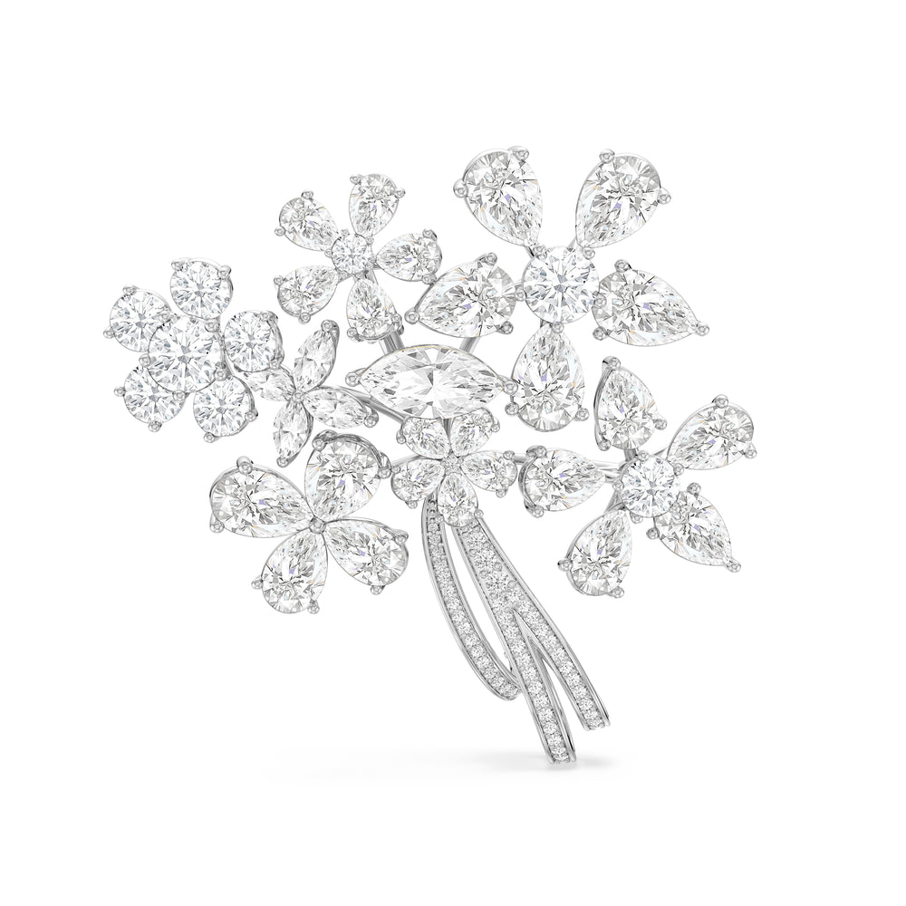 The Bouquet Brooch with 14KT White Gold / Lab / 25 Cut Diamond in 14KT White Gold / Lab / 25 view 1
