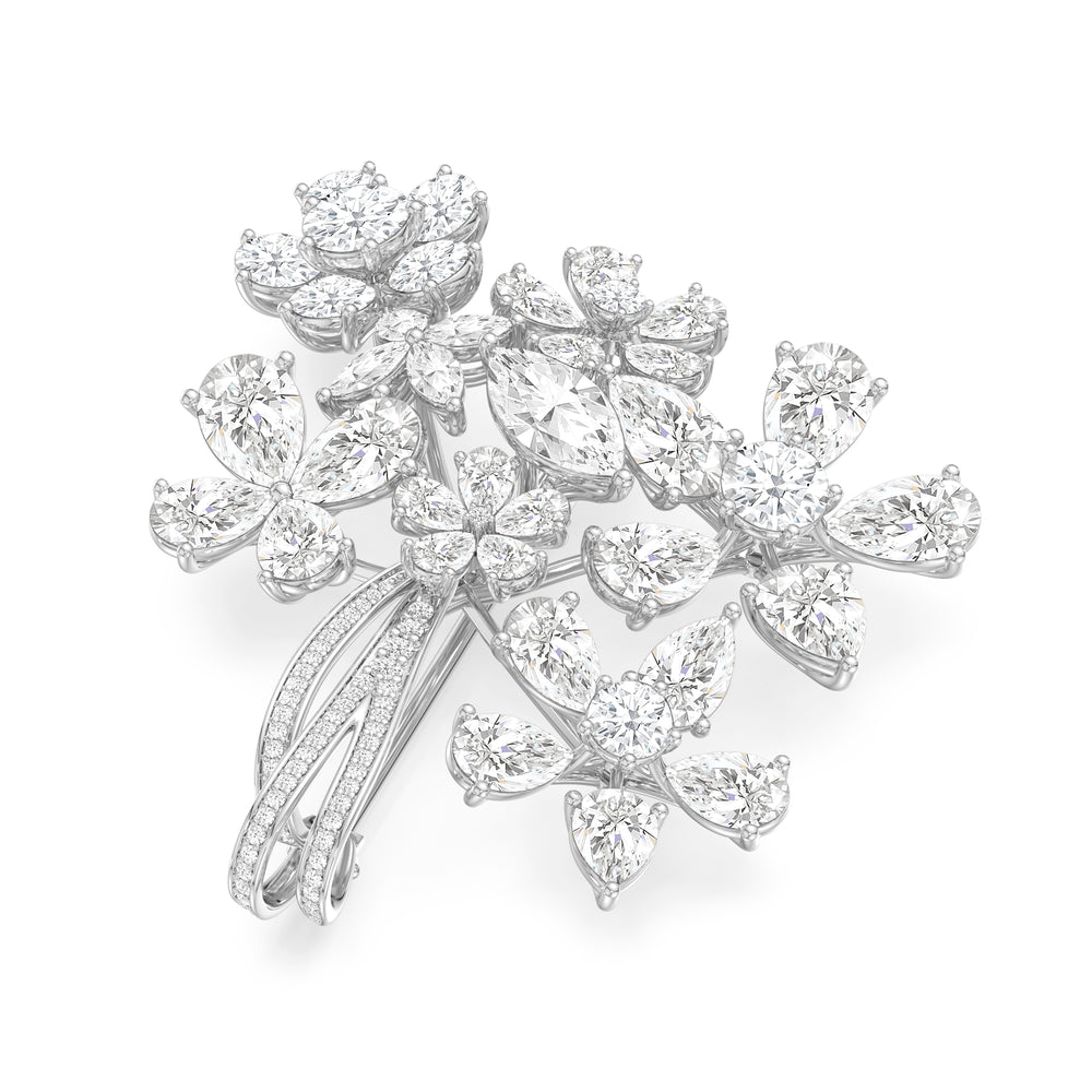 The Bouquet Brooch with 14KT White Gold / Lab / 25 Cut Diamond in 14KT White Gold / Lab / 25 view 2

