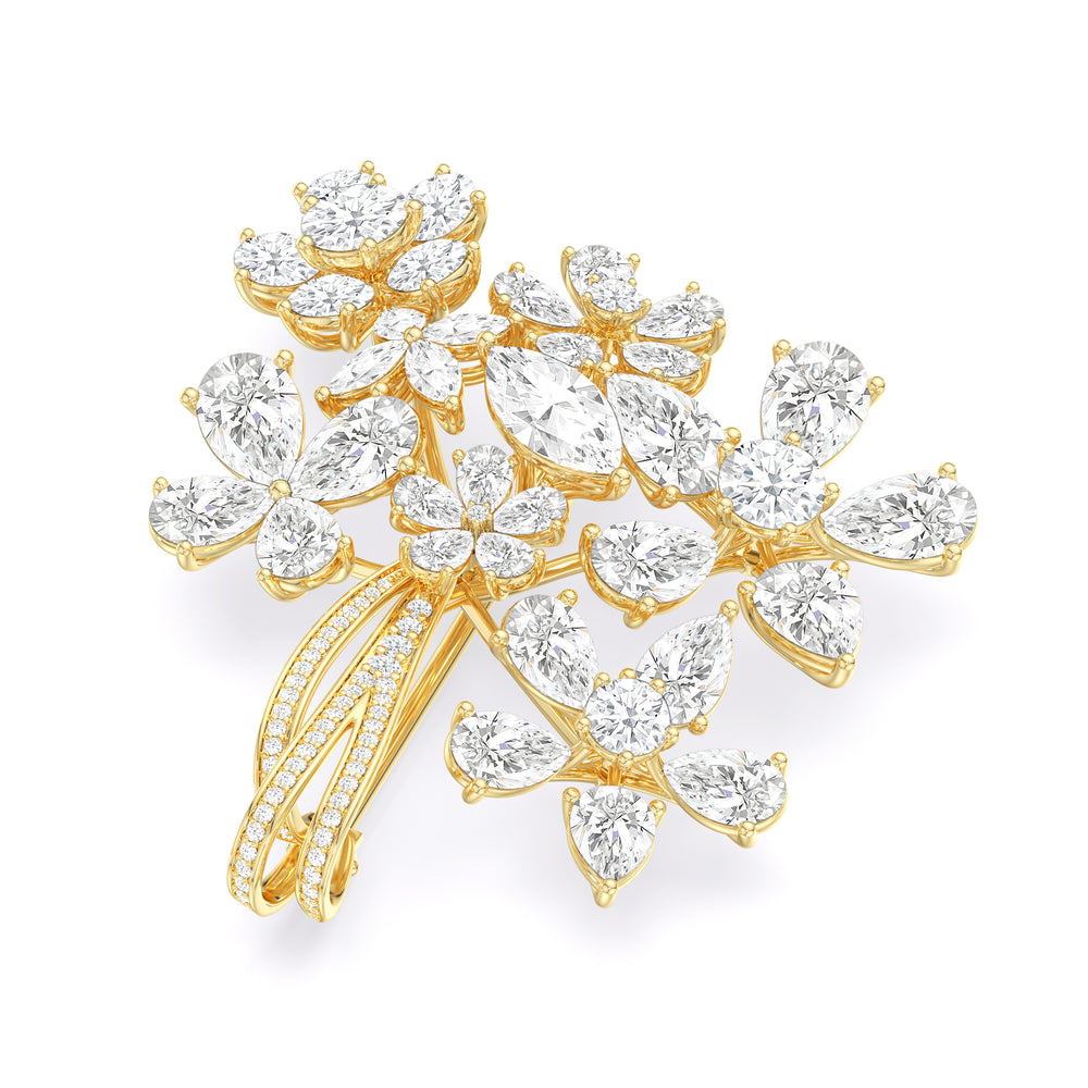 The Bouquet Brooch with 14KT Yellow Gold / Lab / 25 Cut Diamond in 14KT Yellow Gold / Lab / 25 view 2
