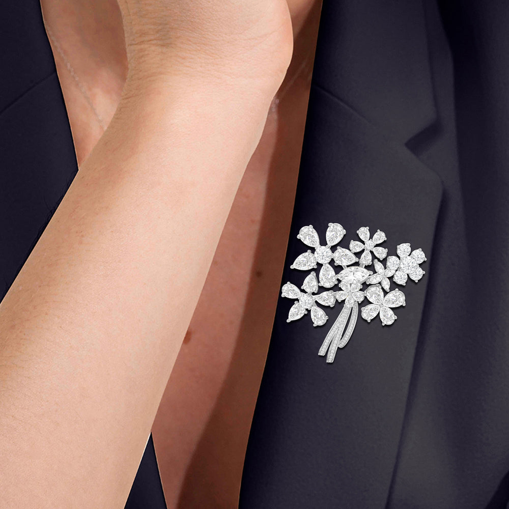 The Bouquet Brooch with 14KT Rose Gold / Lab / 25 Cut Diamond in 14KT Rose Gold / Lab / 25 view 4
