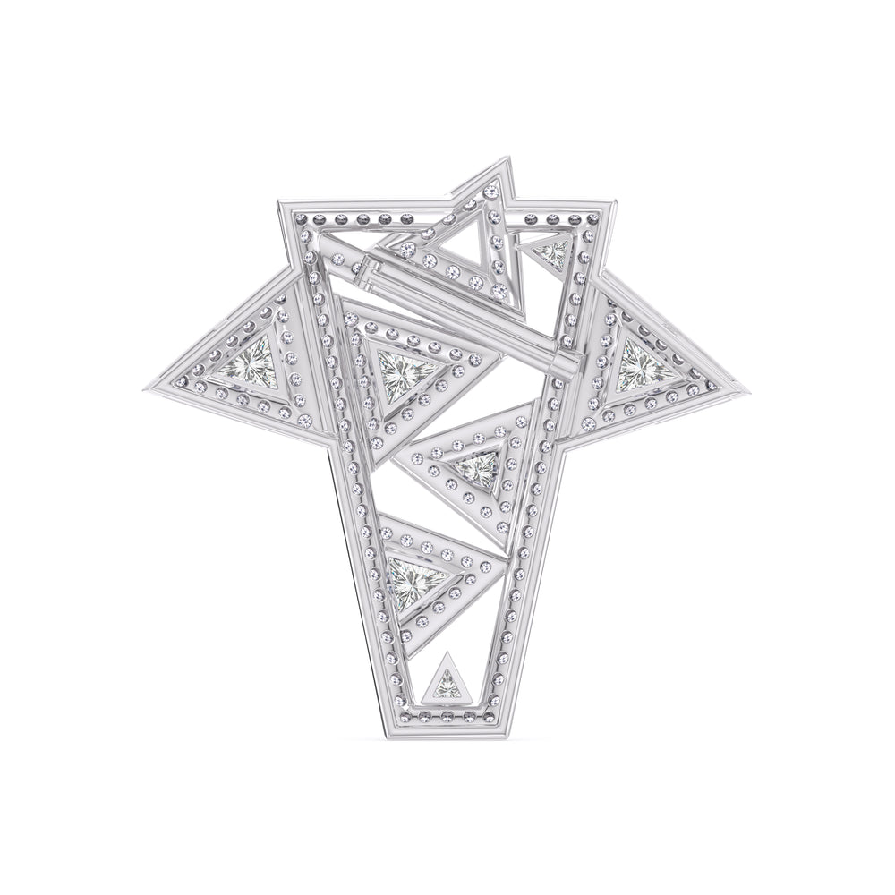 The Art Deco Brooch with 14KT White Gold / Lab / 10 1/2 Cut Diamond in 14KT White Gold / Lab / 10 1/2 view 4
