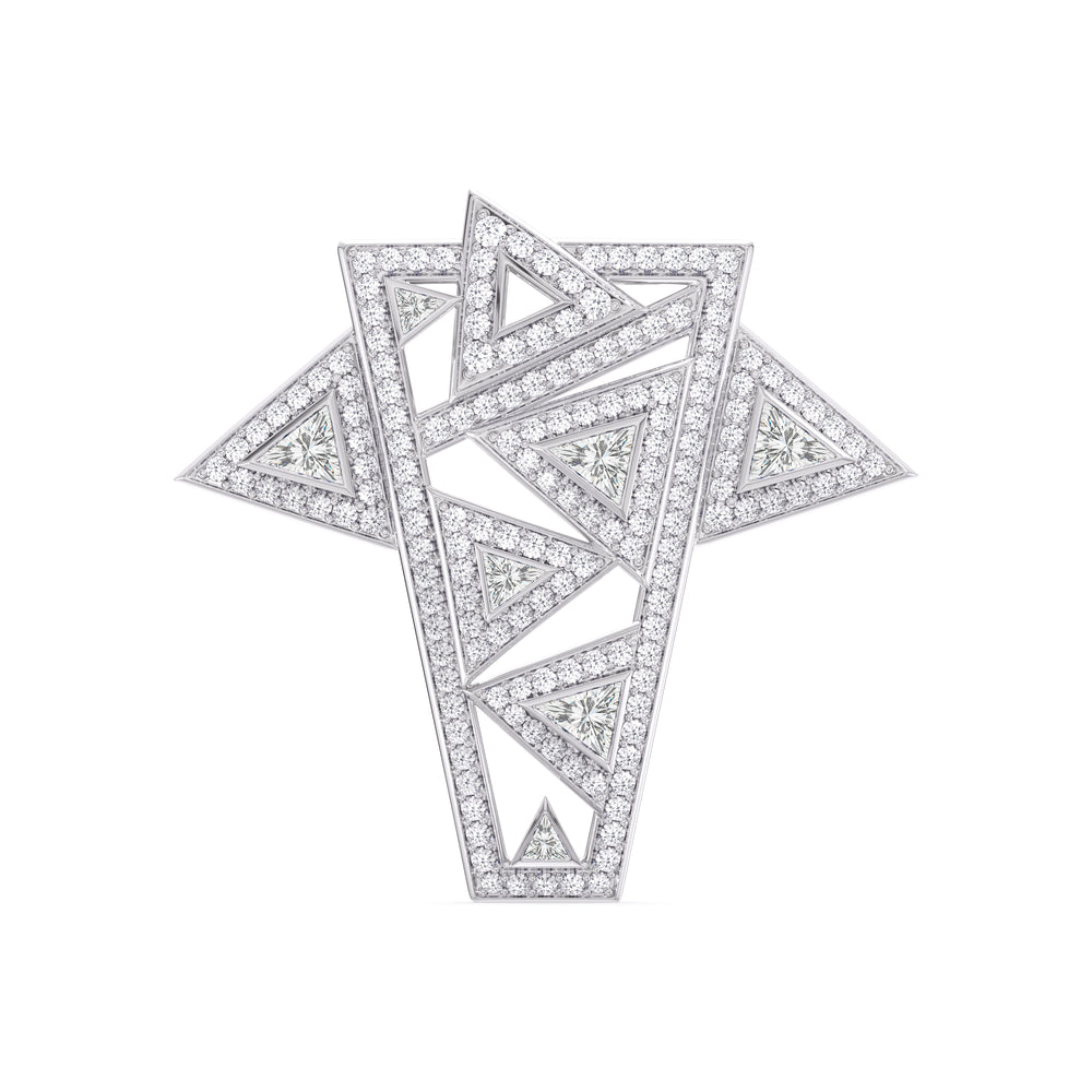 The Art Deco Brooch with 14KT White Gold / Lab / 10 1/2 Cut Diamond in 14KT White Gold / Lab / 10 1/2 view 1
