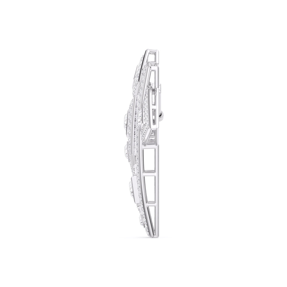 The Art Deco Brooch with 14KT White Gold / Lab / 10 1/2 Cut Diamond in 14KT White Gold / Lab / 10 1/2 view 3
