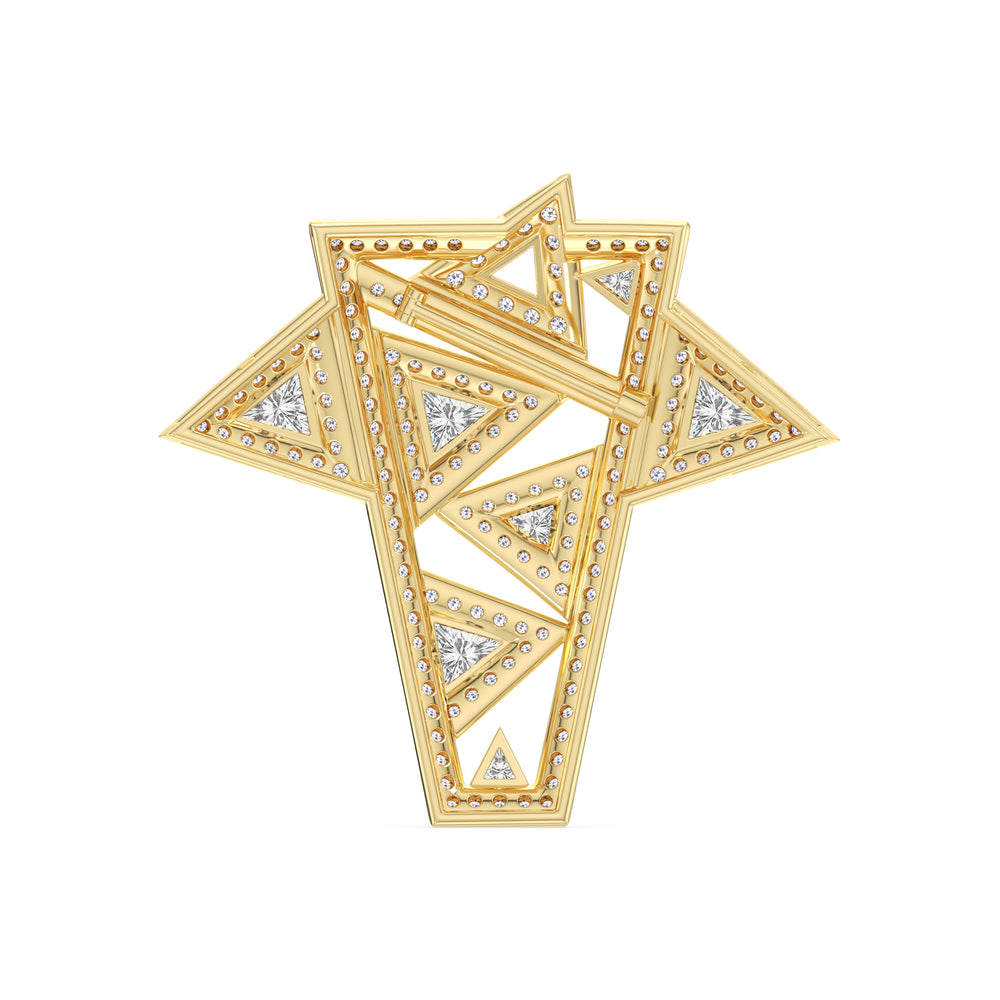 The Art Deco Brooch with 14KT Yellow Gold / Lab / 10 1/2 Cut Diamond in 14KT Yellow Gold / Lab / 10 1/2 view 4
