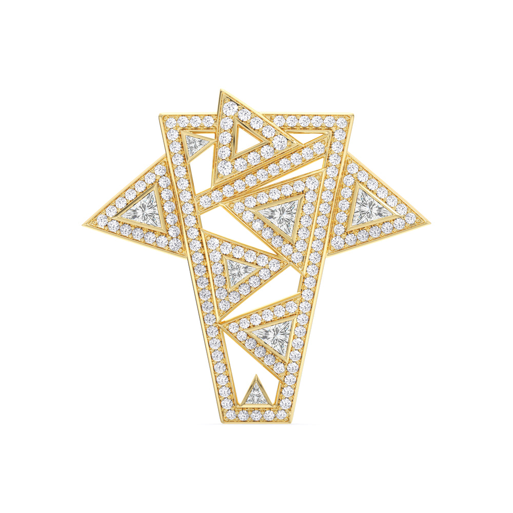 The Art Deco Brooch with 14KT Yellow Gold / Lab / 10 1/2 Cut Diamond in 14KT Yellow Gold / Lab / 10 1/2 view 1
