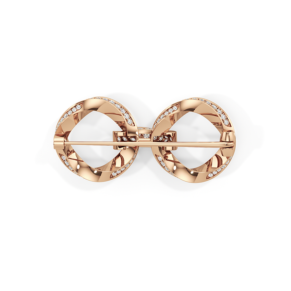 The Bond Link Brooch with 18KT Rose Gold / Lab / 3 Cut Diamond in 14KT Rose Gold / Lab / 3 view 5
