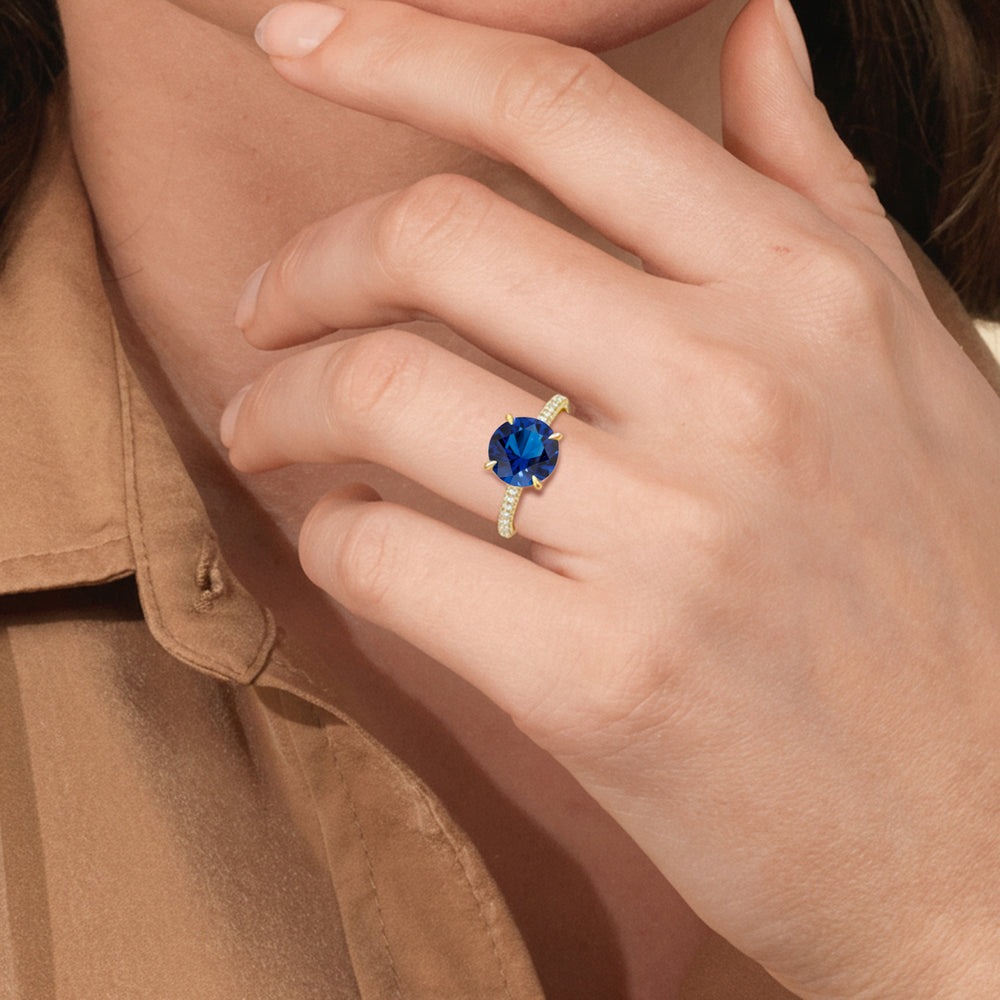 The Mariner Ring with Created Blue Sapphire Cut Diamond in 14KT Platinum view 5
