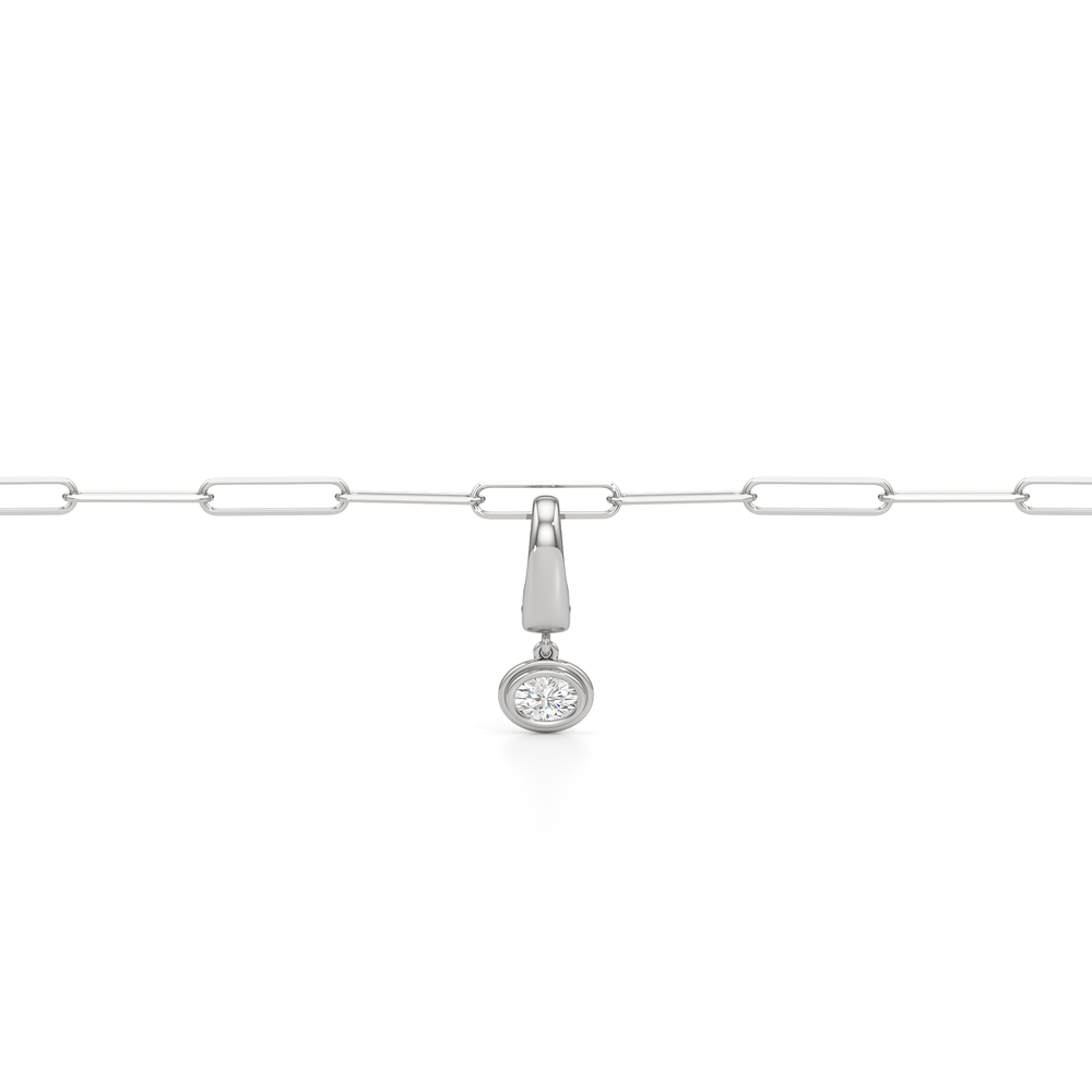 The Duo Chain Bracelet + Halo with Lab Cut Diamond in 14KT White Gold view 4
