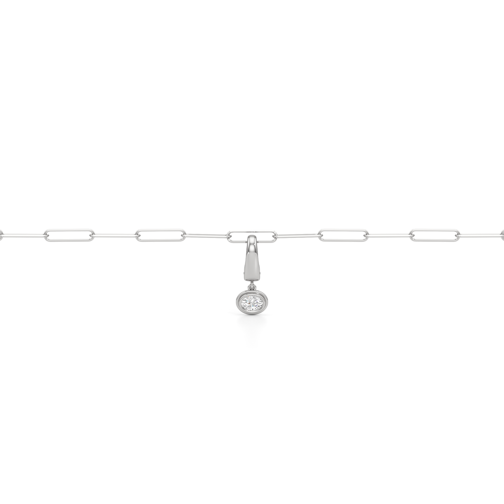 The Duo Chain Bracelet + Halo with Lab Cut Diamond in 14KT White Gold view 5
