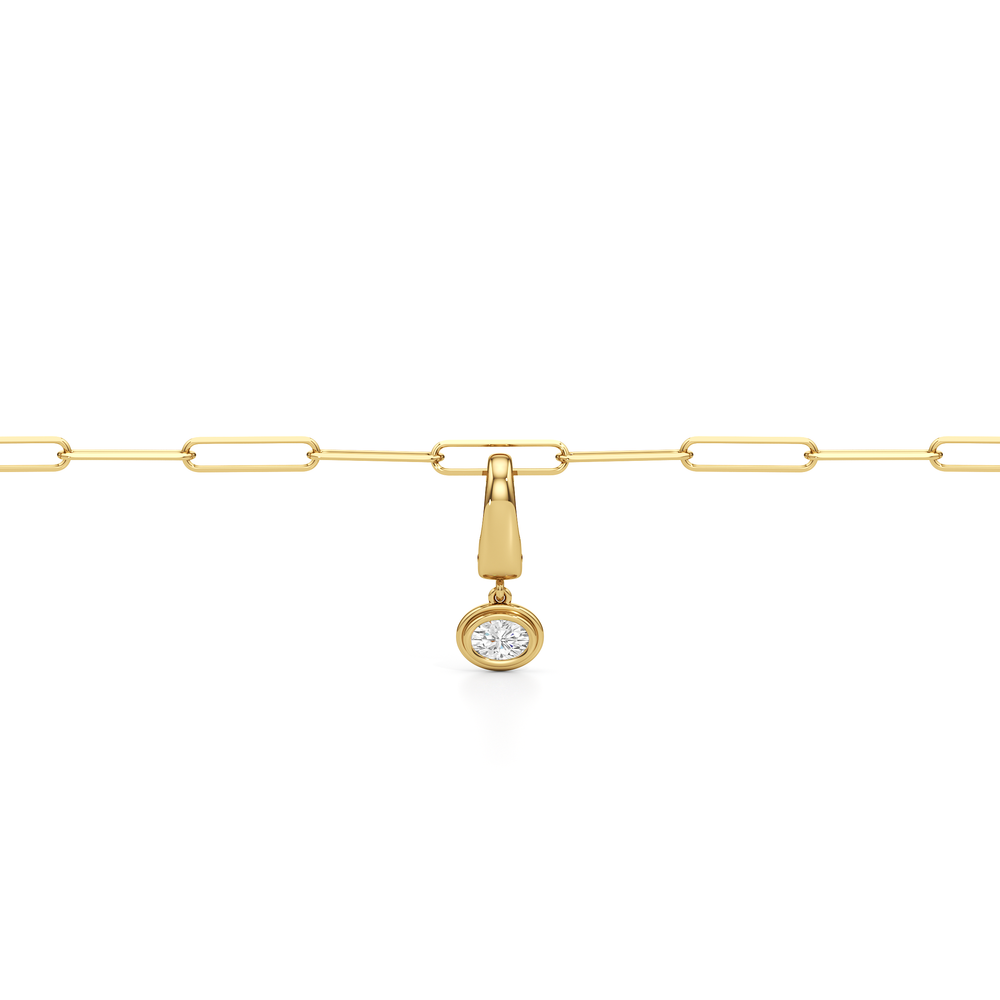 The Duo Chain Bracelet + Halo with Lab Cut Diamond in 14KT Yellow Gold view 4
