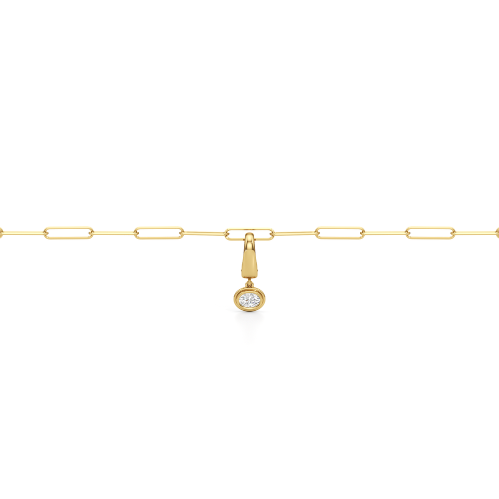 The Duo Chain Bracelet + Halo with Lab Cut Diamond in 14KT Yellow Gold view 5
