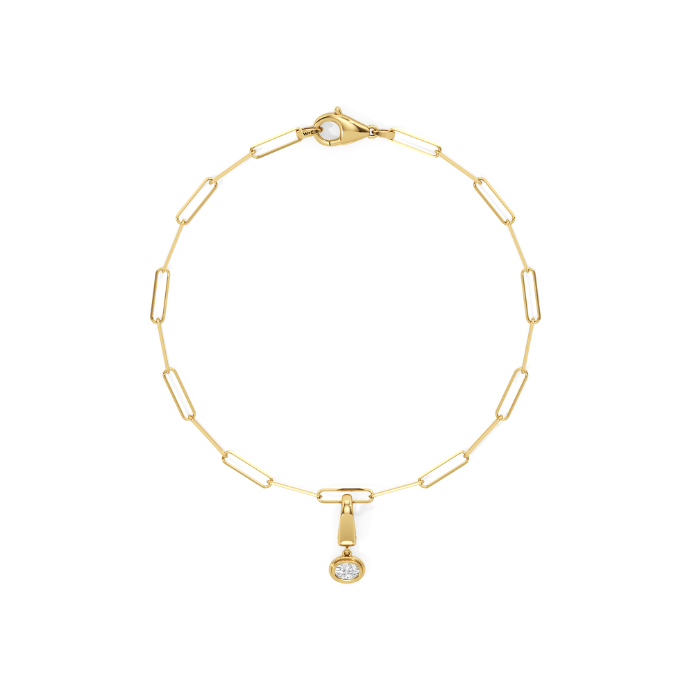 The Duo Chain Bracelet + Halo with Lab Cut Diamond in 14KT Yellow Gold view 1

