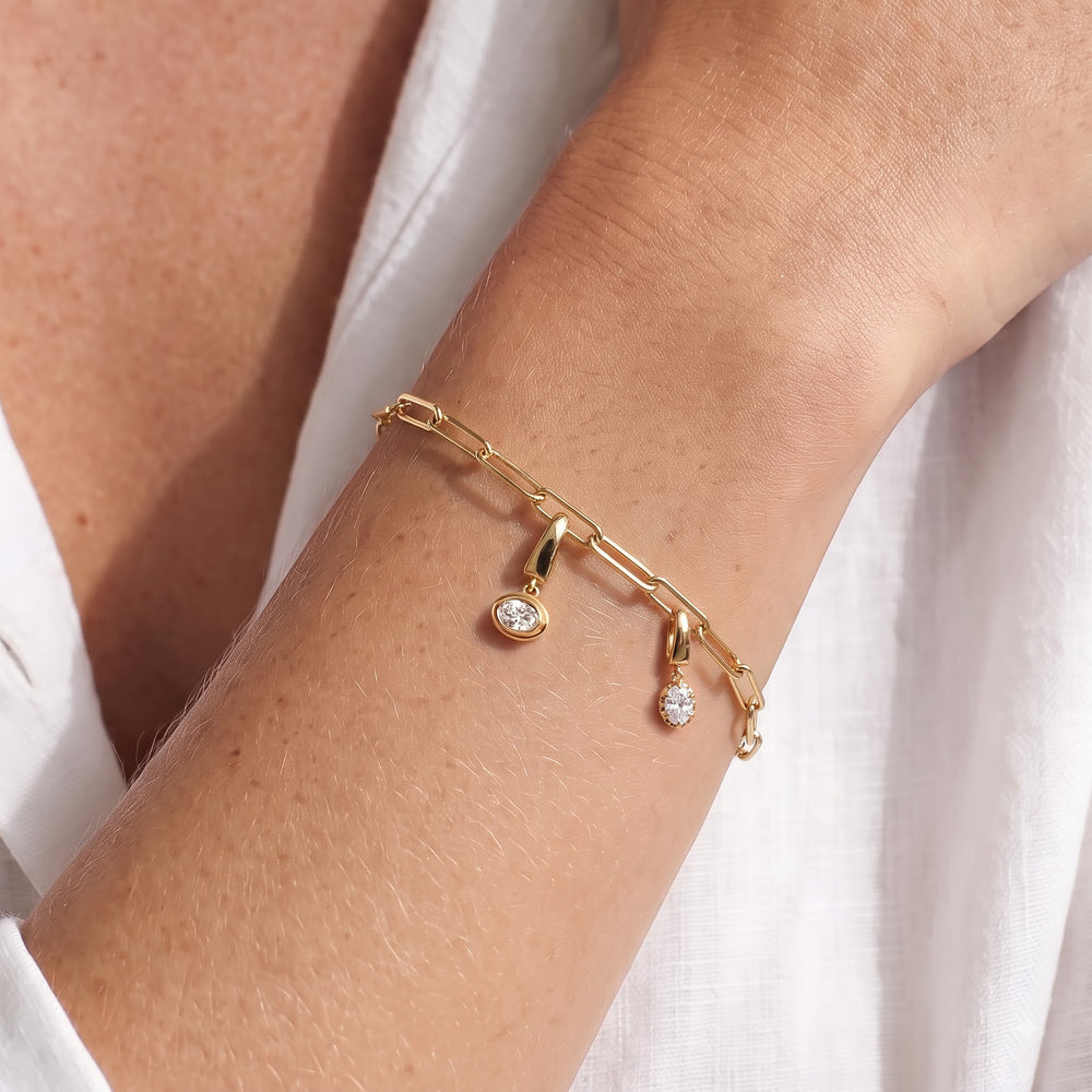 The Duo Chain Bracelet + Halo with Lab Cut Diamond in 14KT White Gold view 3
