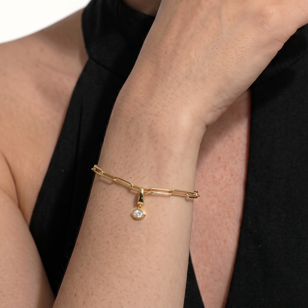 The Duo Chain Bracelet + Halo with Lab Cut Diamond in 14KT White Gold view 2
