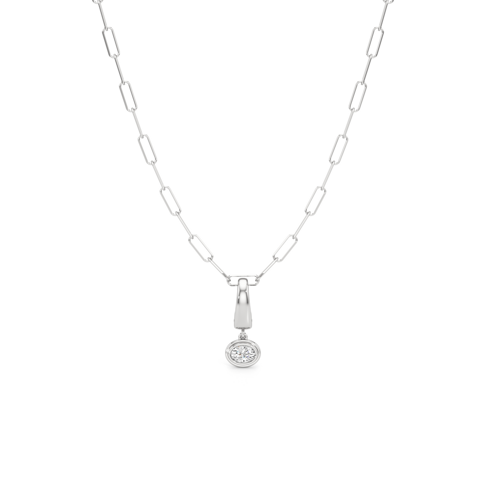 The Siena Chain Necklace + Halo with 14KT White Gold / Lab / 0 Cut Diamond in 14KT White Gold / Lab / 0 view 1
