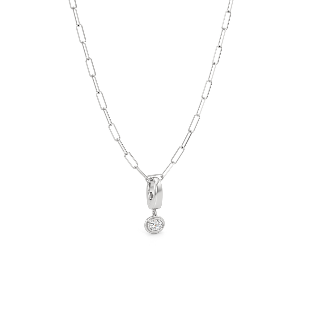 The Siena Chain Necklace + Halo with 14KT White Gold / Lab / 0 Cut Diamond in 14KT White Gold / Lab / 0 view 5

