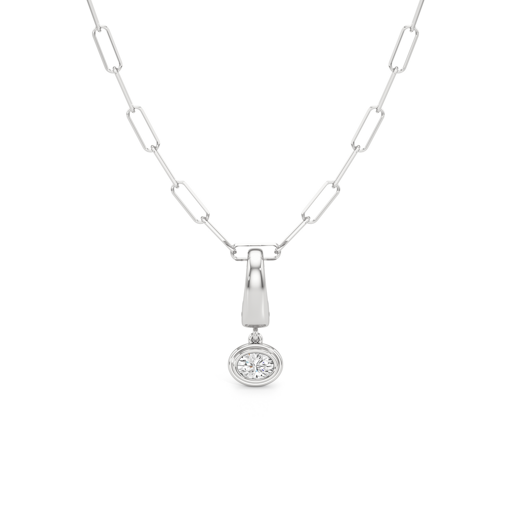 The Siena Chain Necklace + Halo with 14KT White Gold / Lab / 0 Cut Diamond in 14KT White Gold / Lab / 0 view 4
