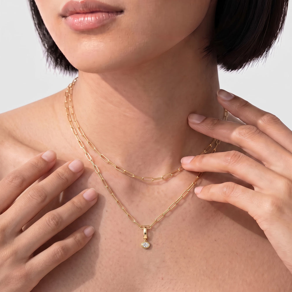 The Siena Chain Necklace + Halo with 14KT White Gold / Lab / 0 Cut Diamond in 14KT White Gold / Lab / 0 view 3
