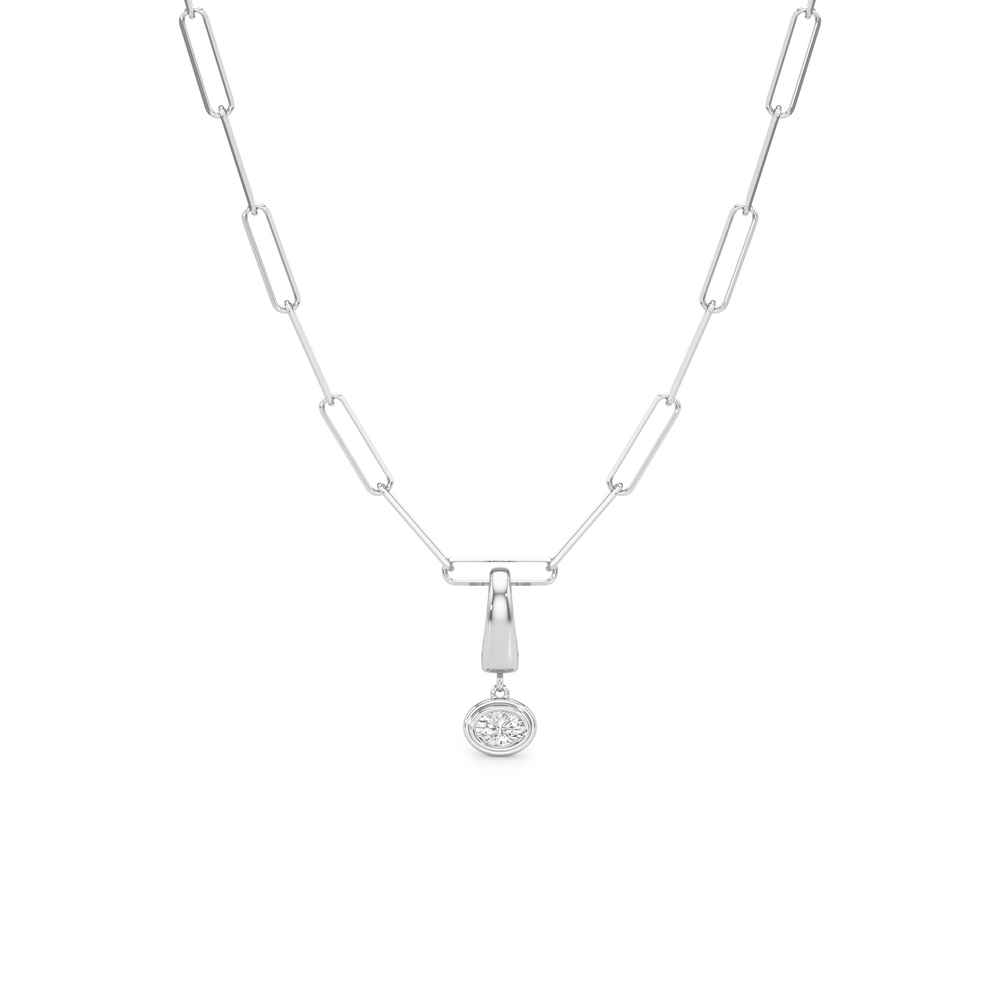 The Lia Chain Necklace + Halo with 14KT White Gold / Lab / 0 Cut Diamond in 14KT White Gold / Lab / 0 view 1
