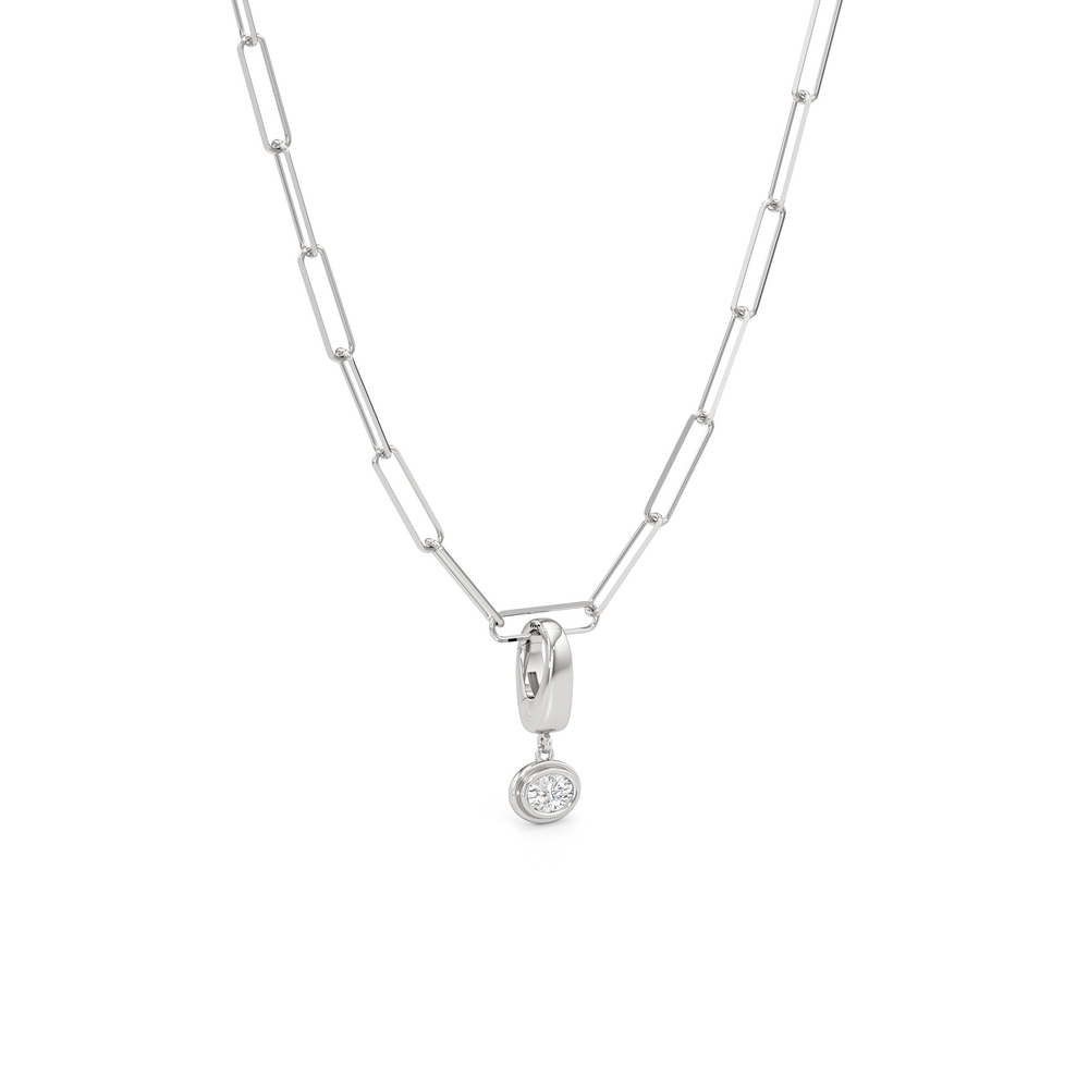 The Lia Chain Necklace + Halo with 14KT White Gold / Lab / 0 Cut Diamond in 14KT White Gold / Lab / 0 view 5
