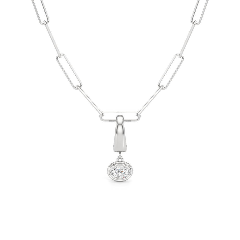 The Lia Chain Necklace + Halo with 14KT White Gold / Lab / 0 Cut Diamond in 14KT White Gold / Lab / 0 view 4
