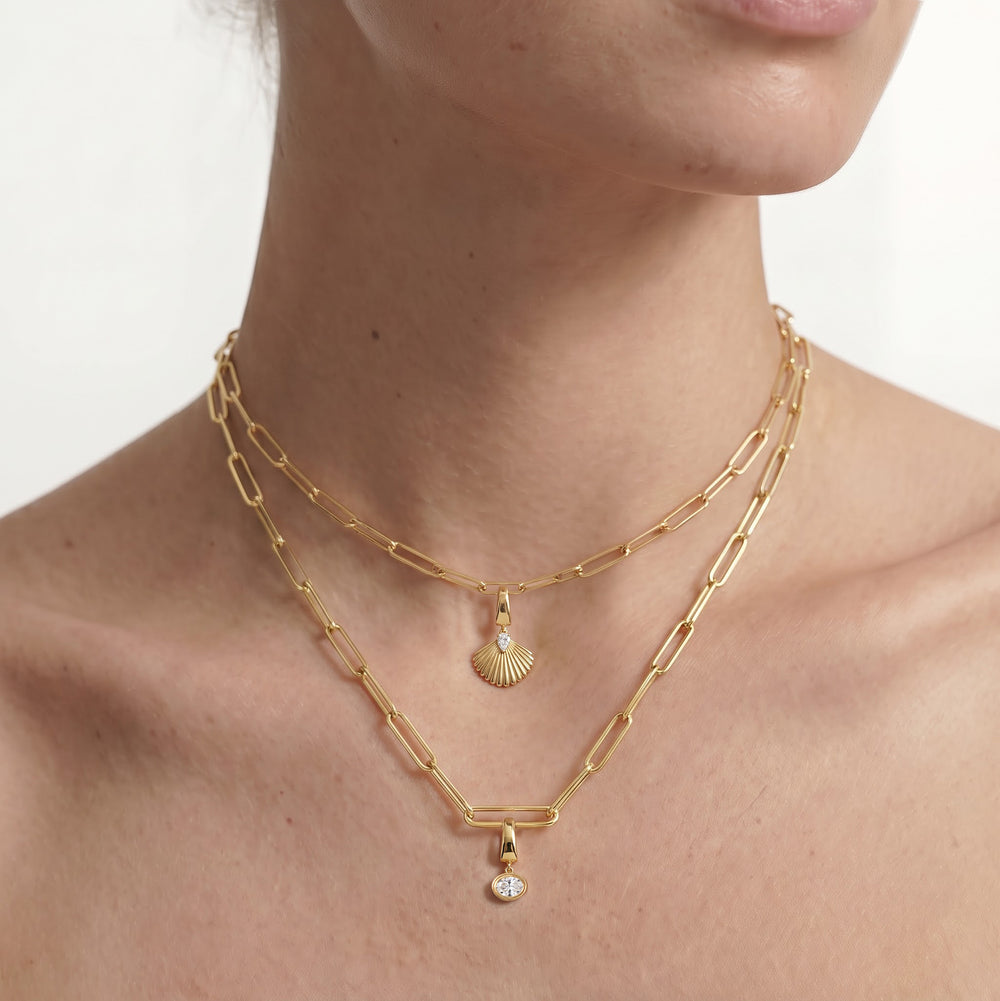 The Lia Chain Necklace + Halo with 14KT Yellow Gold / Lab / 0 Cut Diamond in 14KT Yellow Gold / Lab / 0 view 3
