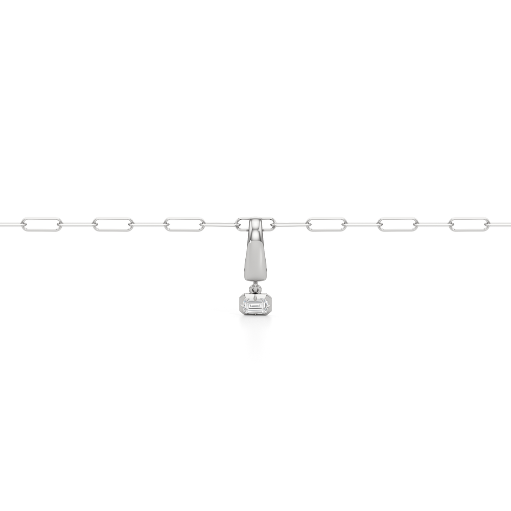 The Trace Chain Bracelet + Halo with Lab Cut Diamond in 14KT White Gold view 4
