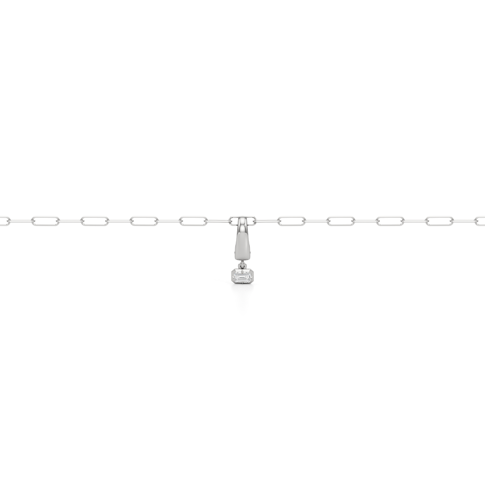 The Trace Chain Bracelet + Halo with Lab Cut Diamond in 14KT White Gold view 5
