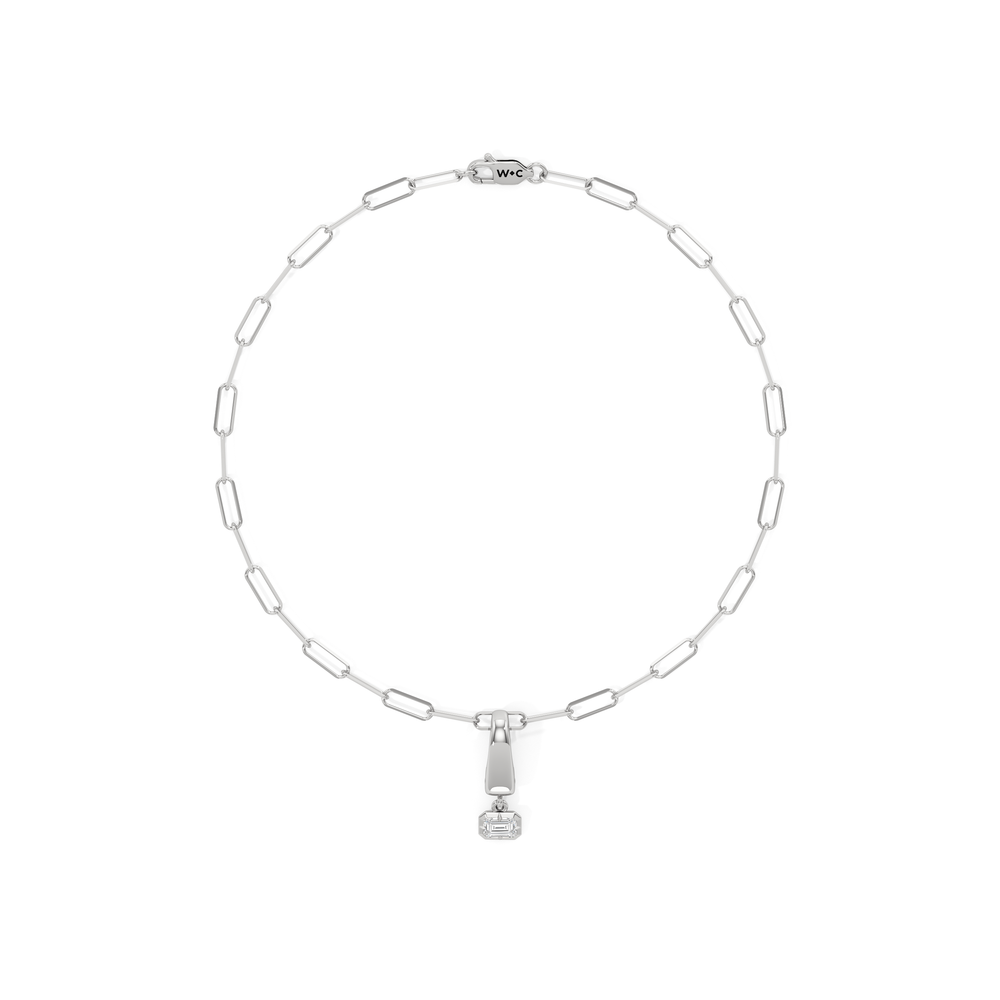 The Trace Chain Bracelet + Halo with Lab Cut Diamond in 14KT White Gold view 1
