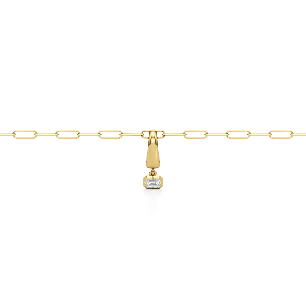 The Trace Chain Bracelet + Halo with Lab Cut Diamond in 14KT Yellow Gold view 4
