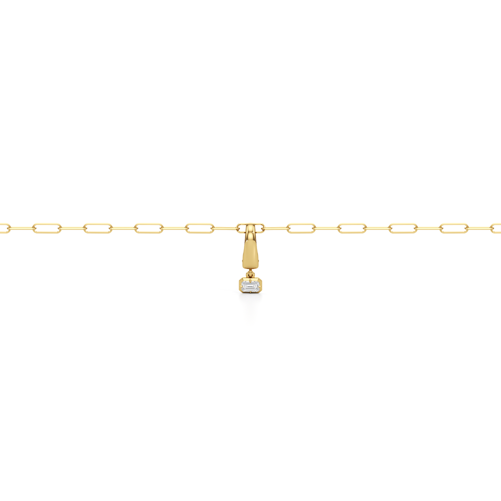 The Trace Chain Bracelet + Halo with Lab Cut Diamond in 14KT Yellow Gold view 5
