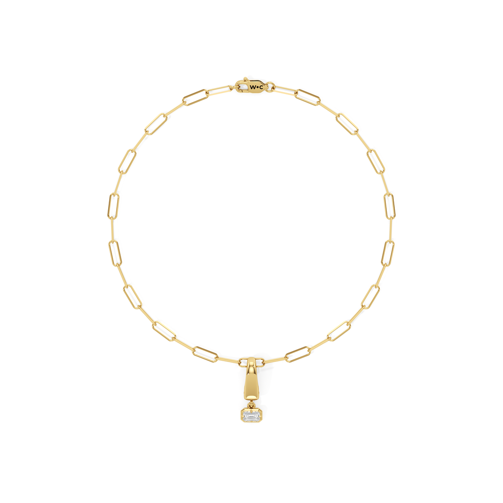 The Trace Chain Bracelet + Halo with Lab Cut Diamond in 14KT Yellow Gold view 1
