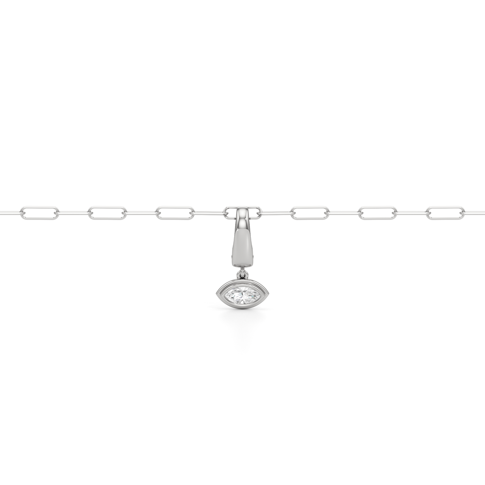 The Trace Chain Bracelet + Iris with Lab Cut Diamond in 14KT White Gold view 4
