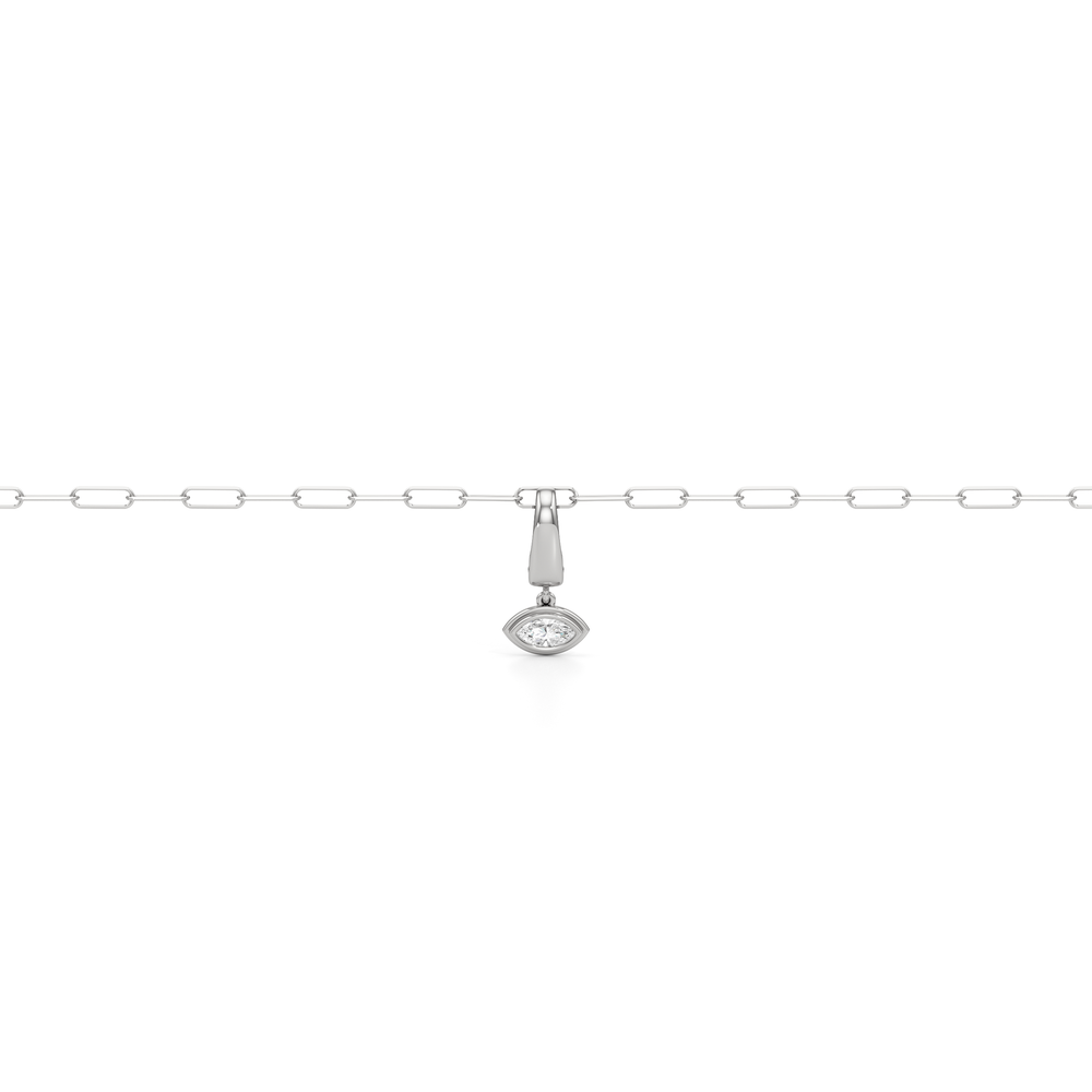 The Trace Chain Bracelet + Iris with Lab Cut Diamond in 14KT White Gold view 5
