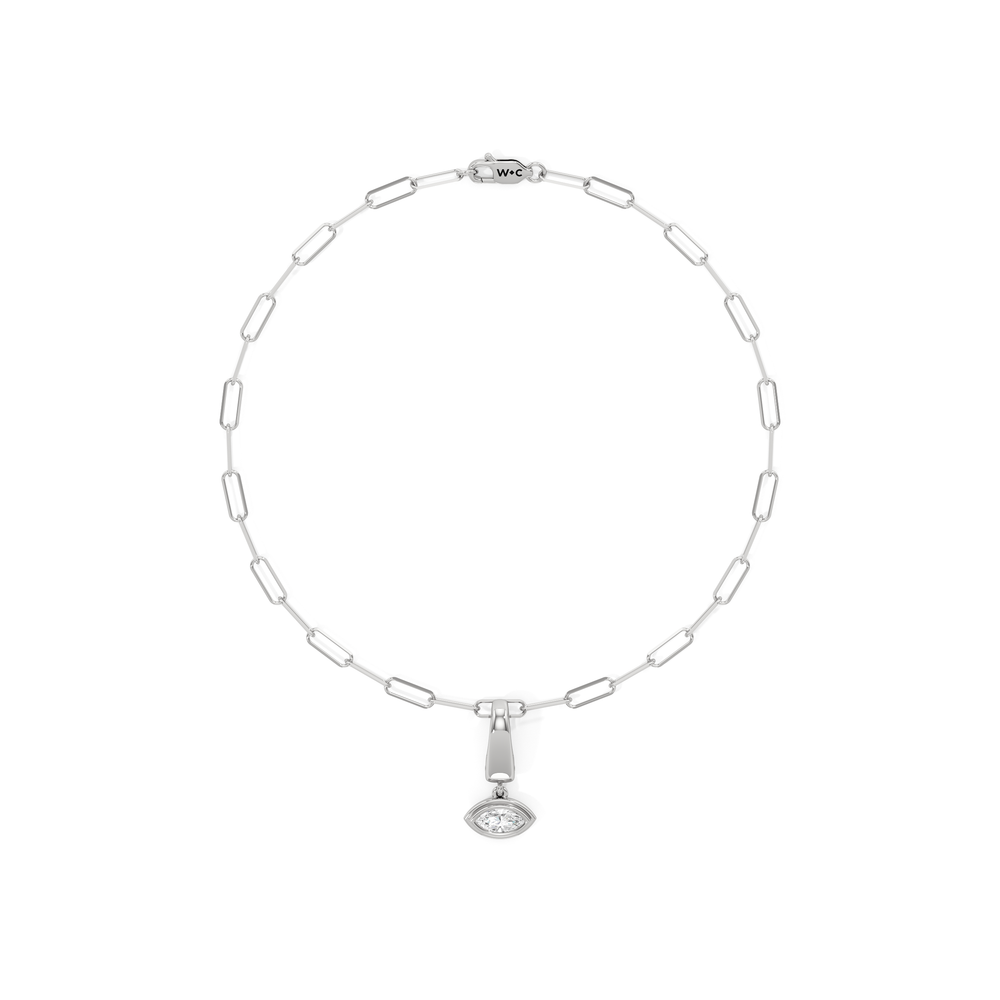 The Trace Chain Bracelet + Iris with Lab Cut Diamond in 14KT White Gold view 1
