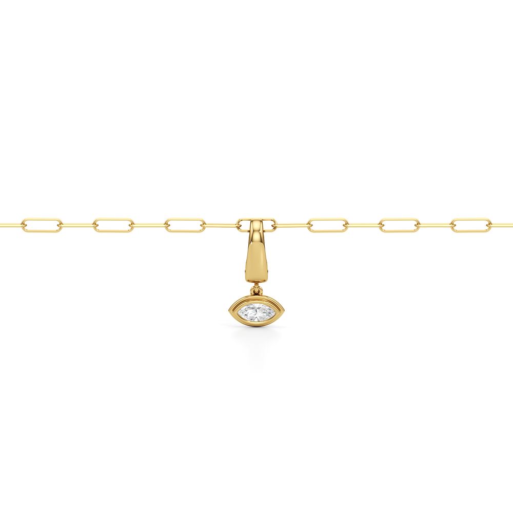 The Trace Chain Bracelet + Iris with Lab Cut Diamond in 14KT Yellow Gold view 4
