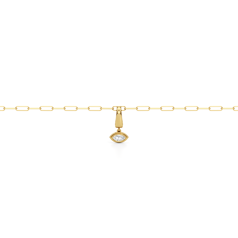 The Trace Chain Bracelet + Iris with Lab Cut Diamond in 14KT Yellow Gold view 5
