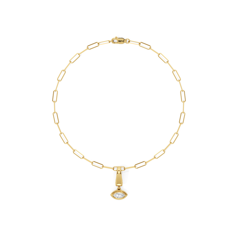 The Trace Chain Bracelet + Iris with Lab Cut Diamond in 14KT Yellow Gold view 1
