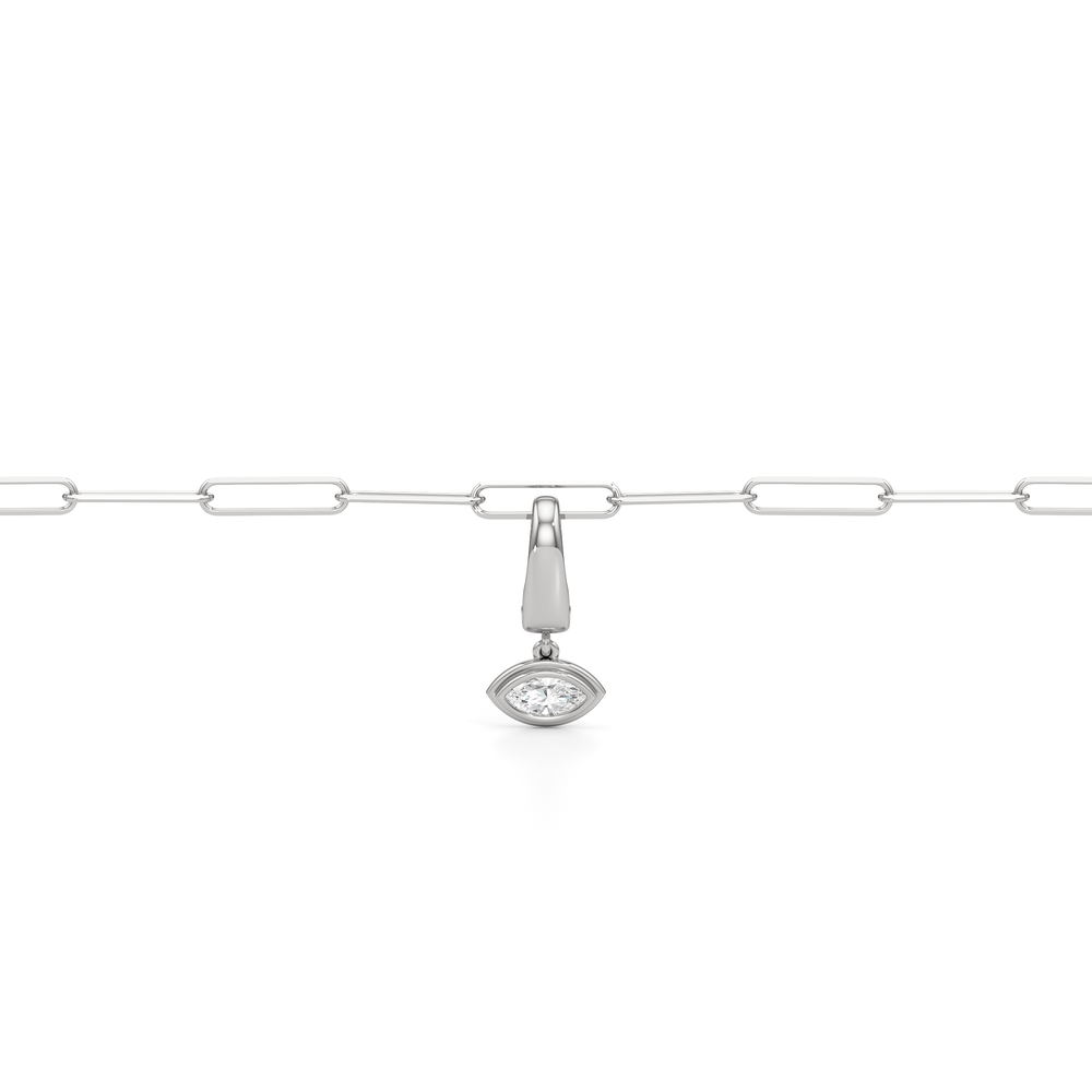 The Duo Chain Bracelet + Iris with Lab Cut Diamond in 14KT White Gold view 4
