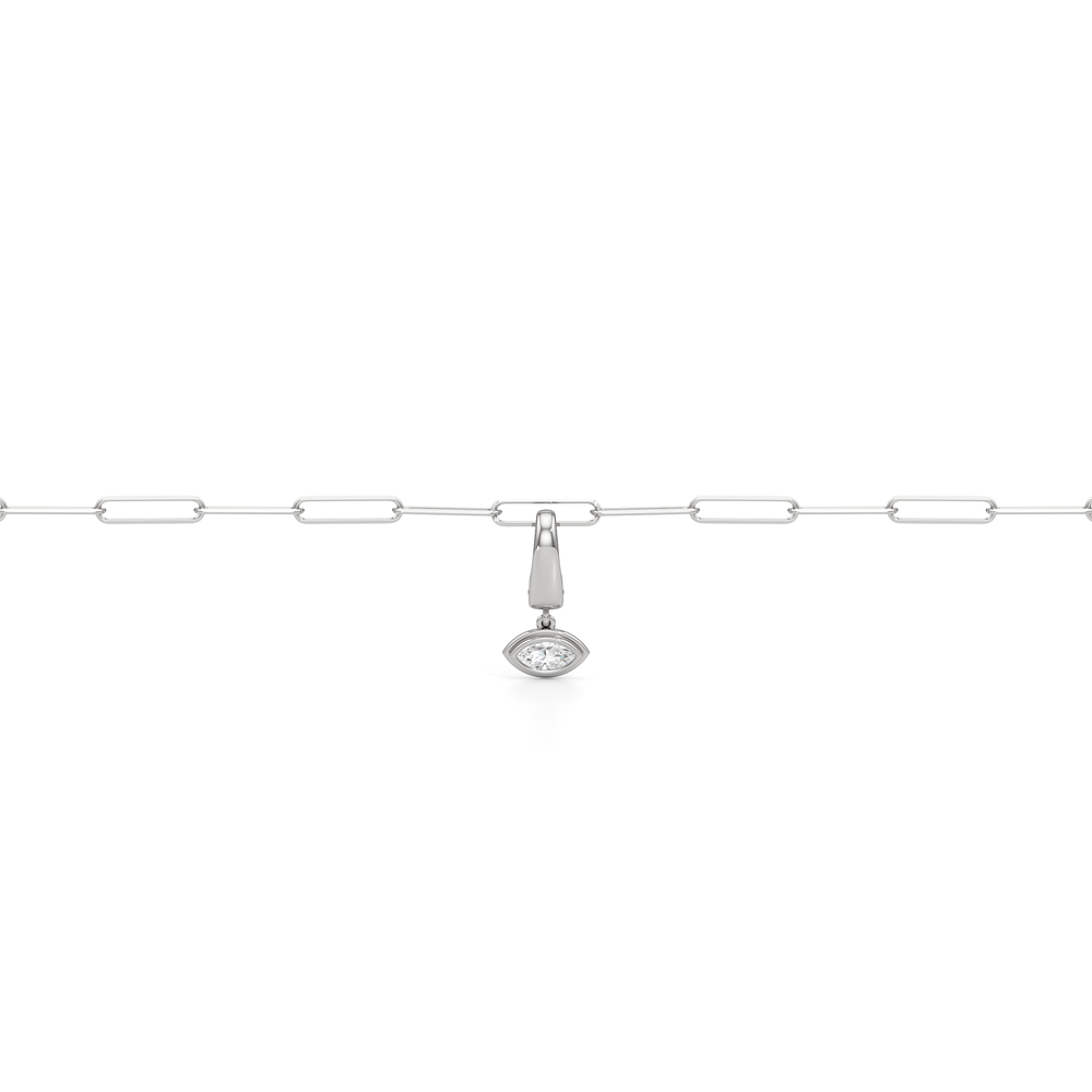 The Duo Chain Bracelet + Iris with Lab Cut Diamond in 14KT White Gold view 5
