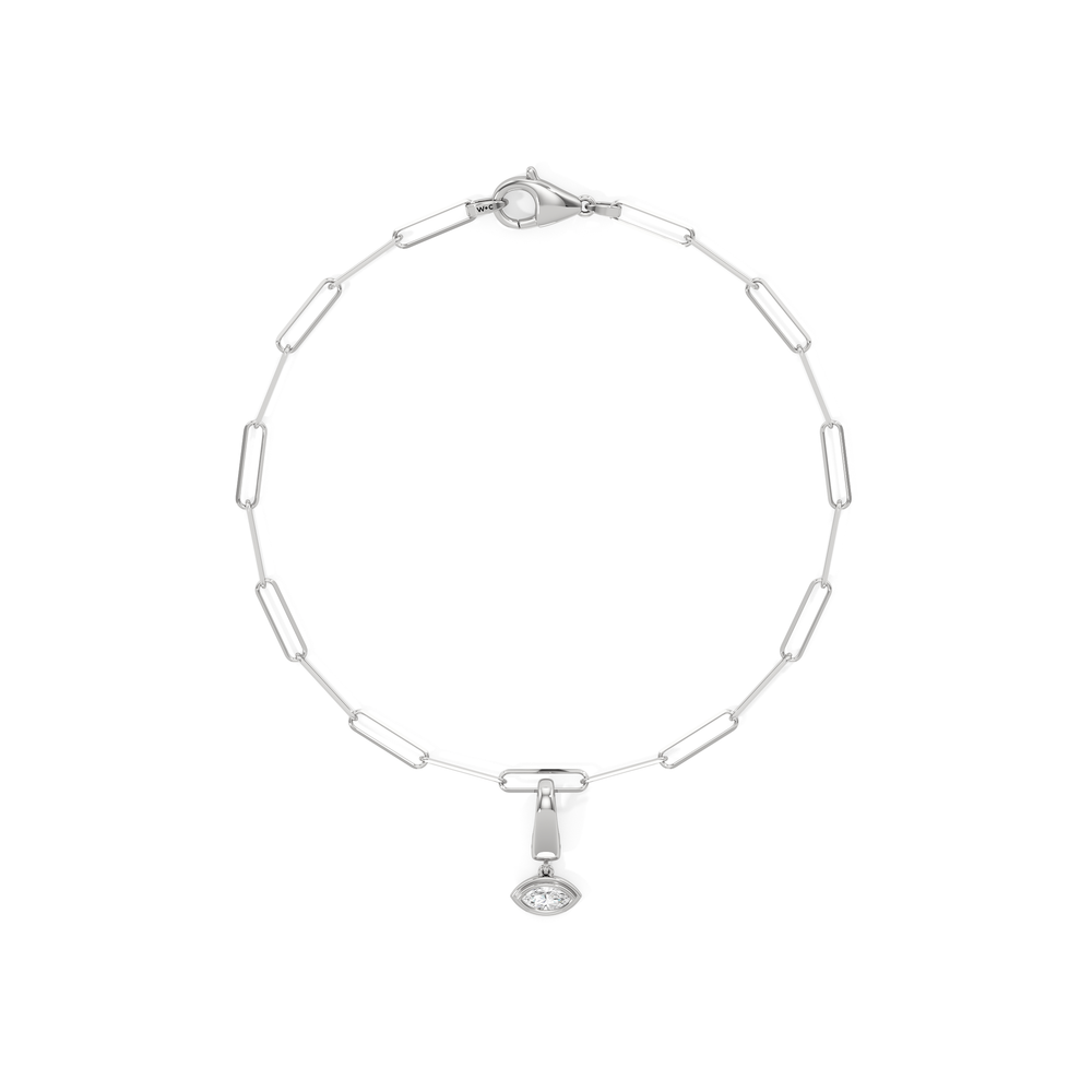 The Duo Chain Bracelet + Iris with Lab Cut Diamond in 14KT White Gold view 1
