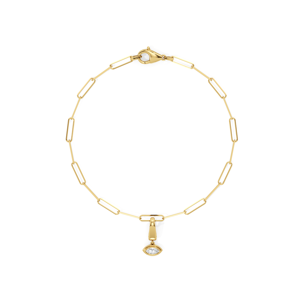 The Duo Chain Bracelet + Iris with Lab Cut Diamond in 14KT Yellow Gold view 1
