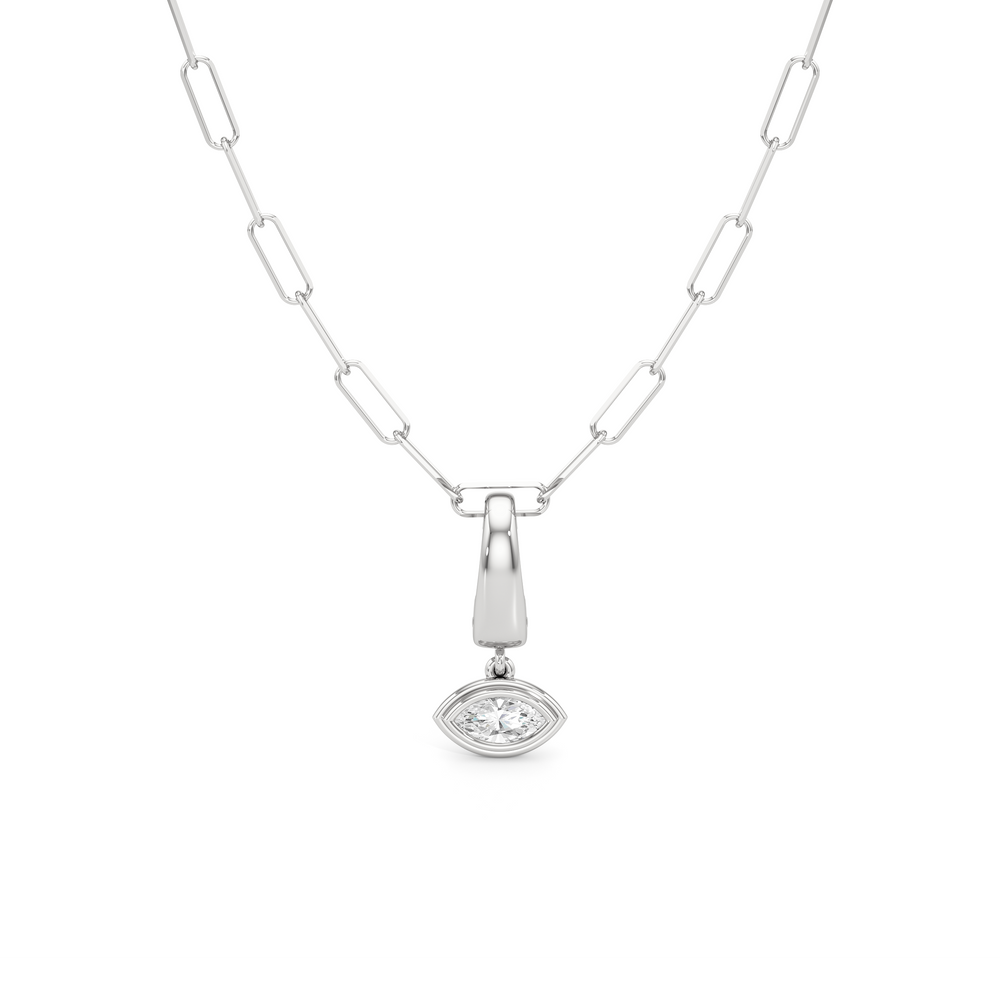 The Siena Chain Necklace + Iris with 14KT White Gold / Lab / 0 Cut Diamond in 14KT White Gold / Lab / 0 view 4
