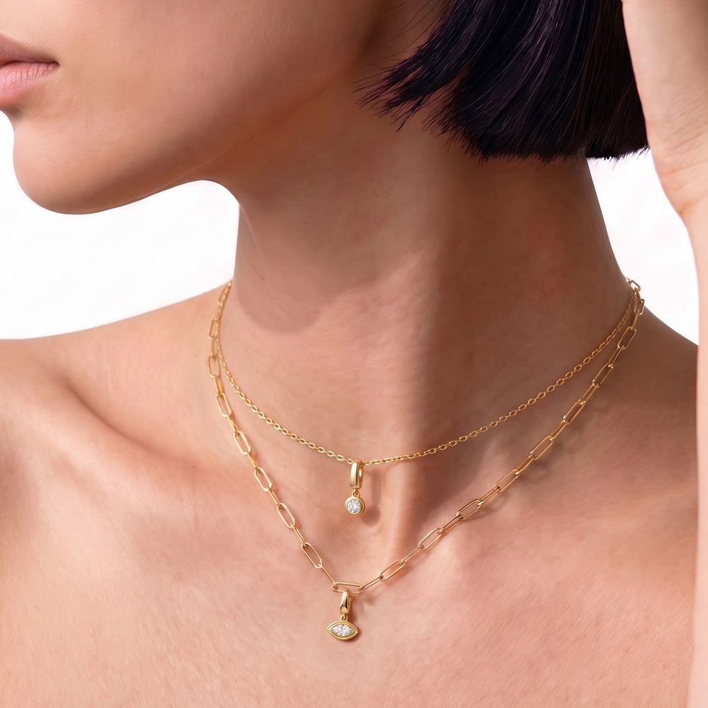 The Siena Chain Necklace + Iris with 14KT Yellow Gold / Lab / 0 Cut Diamond in 14KT Yellow Gold / Lab / 0 view 3
