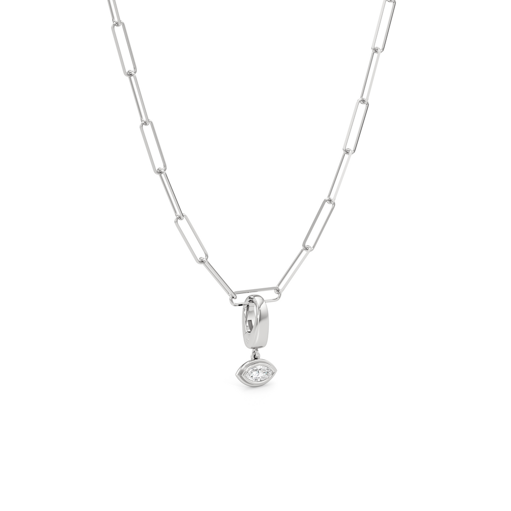The Lia Chain Necklace + Iris with 14KT White Gold / Lab / 0 Cut Diamond in 14KT White Gold / Lab / 0 view 2
